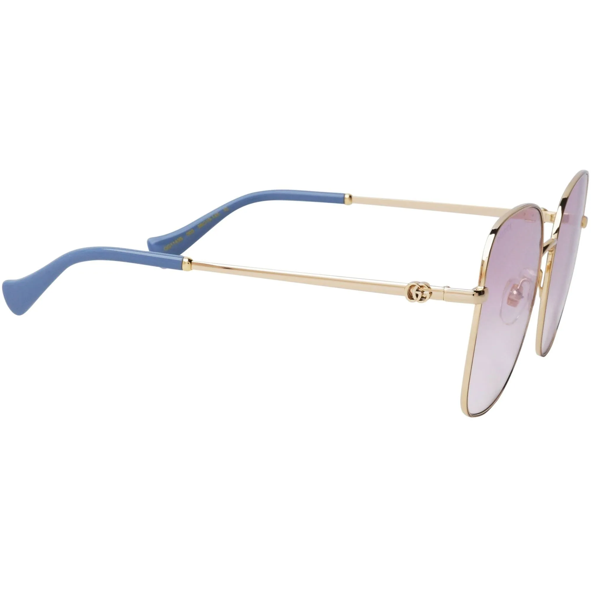 Gucci Women's Sunglasses - Purple Nylon Lens Gold and Blue Metal Frame | GG1143S 003