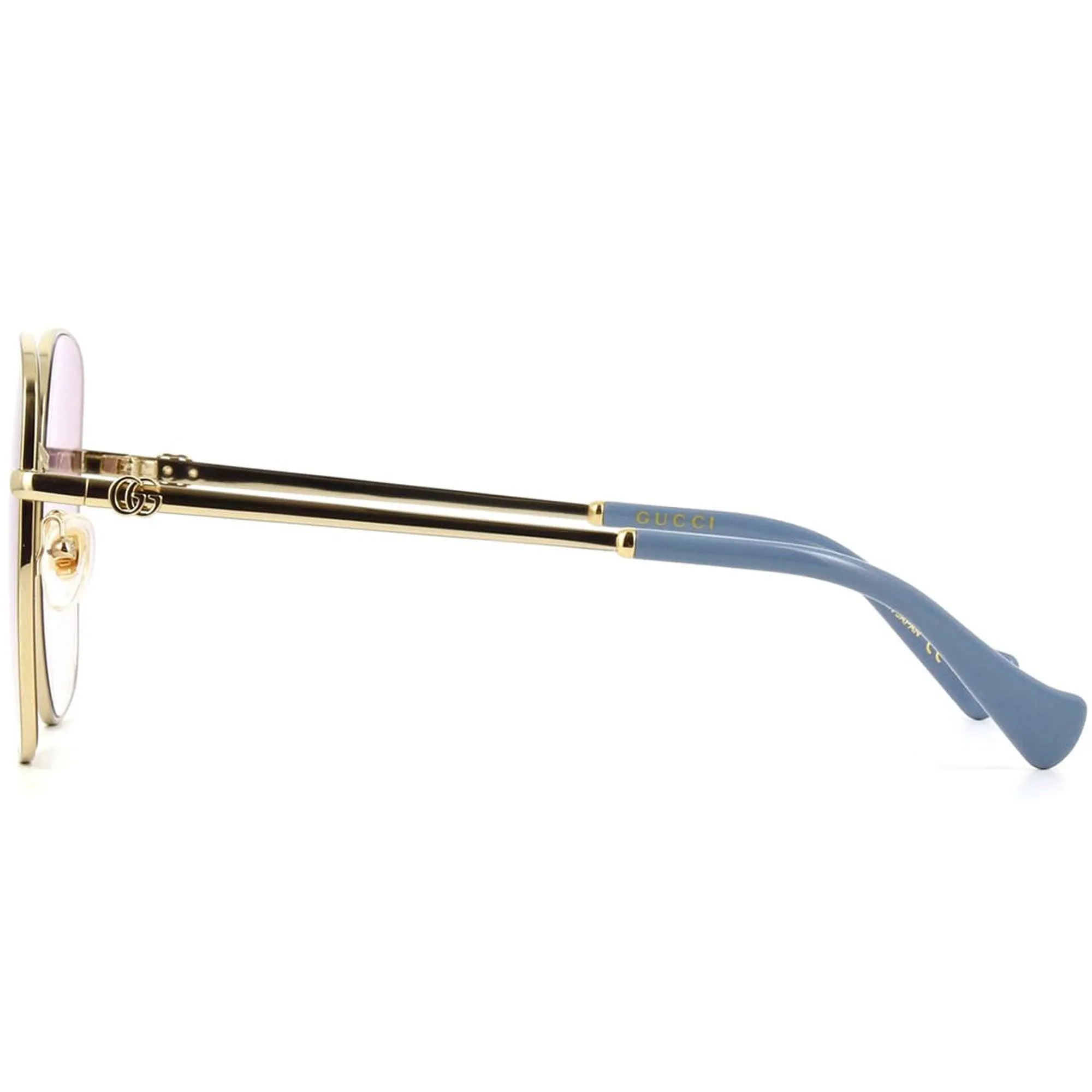 Gucci Women's Sunglasses - Purple Nylon Lens Gold and Blue Metal Frame | GG1143S 003