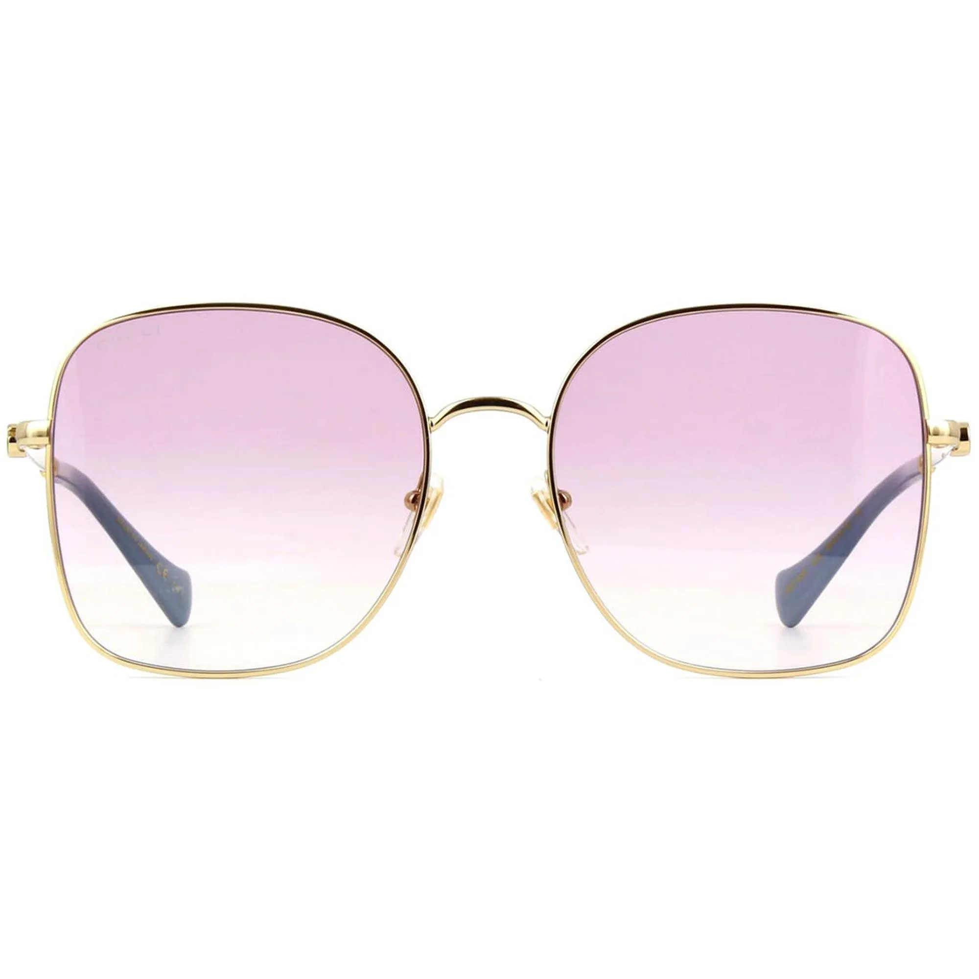 Gucci Women's Sunglasses - Purple Nylon Lens Gold and Blue Metal Frame | GG1143S 003