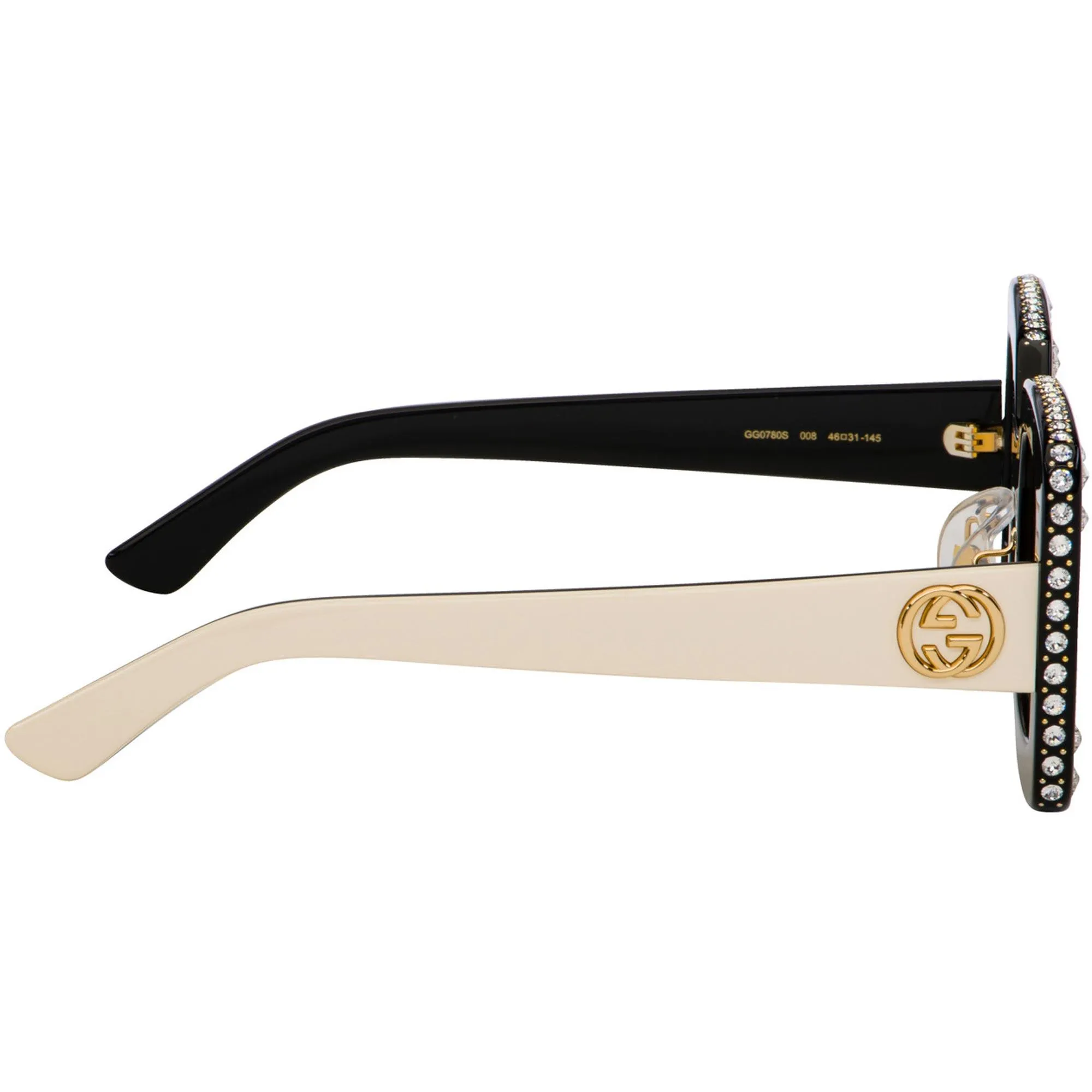 Gucci Women's Sunglasses - Yellow Lens Black and Ivory Square Frame | GG0780S 008