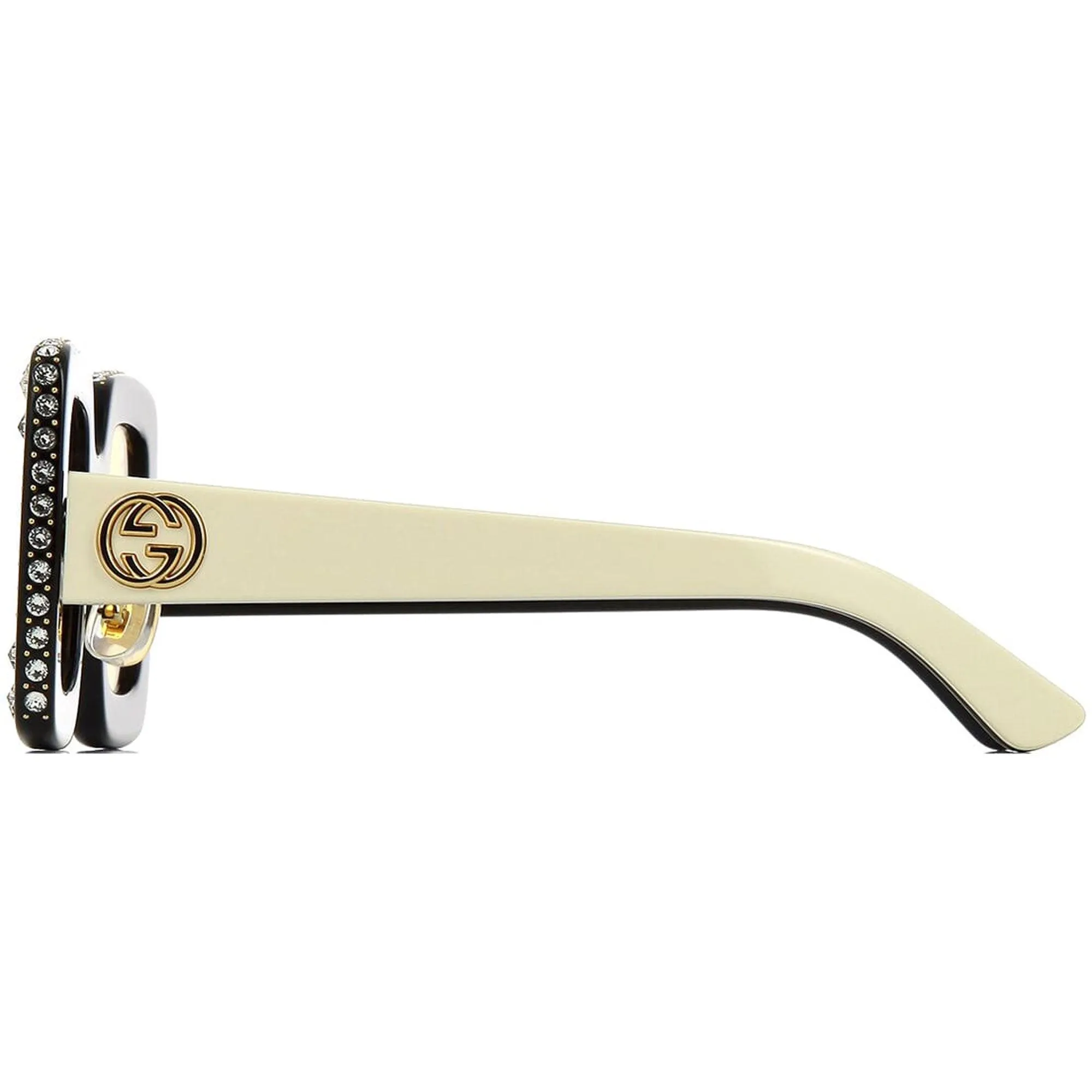 Gucci Women's Sunglasses - Yellow Lens Black and Ivory Square Frame | GG0780S 008