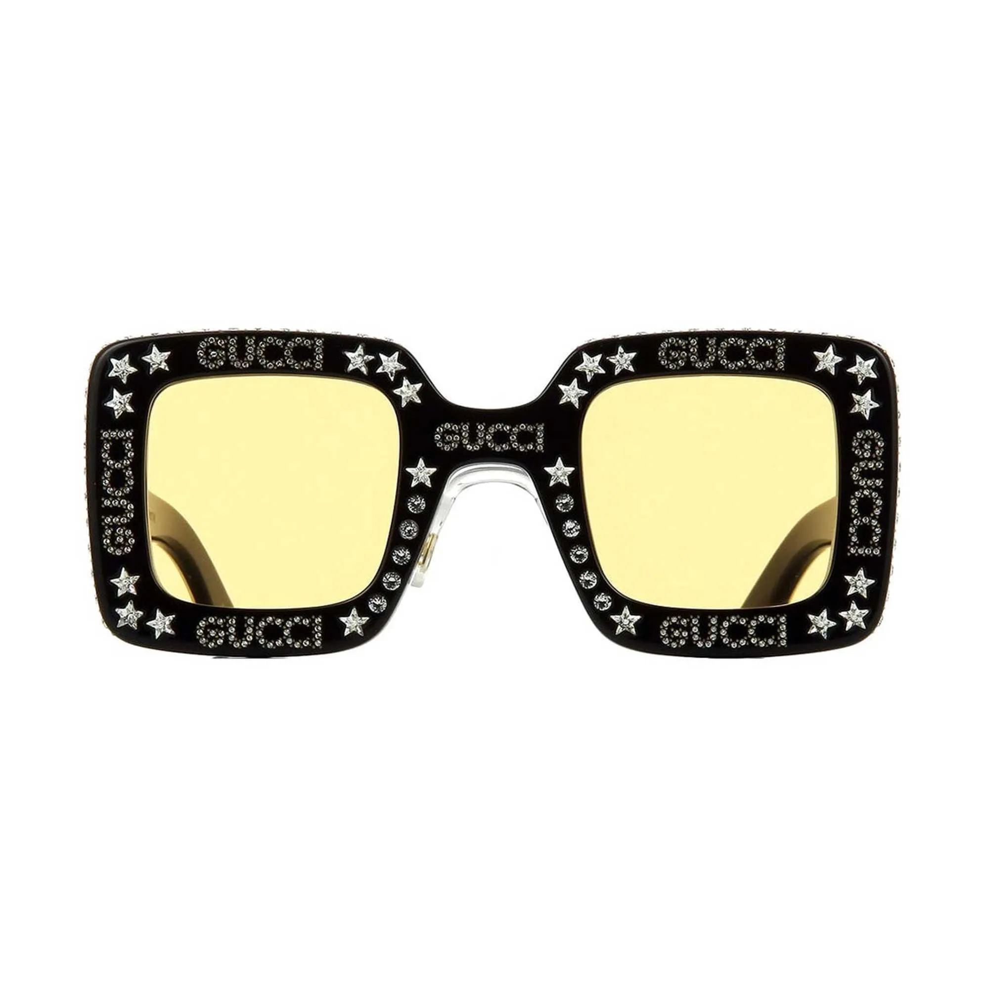 Gucci Women's Sunglasses - Yellow Lens Black and Ivory Square Frame | GG0780S 008
