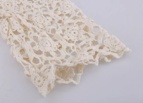 Hollow Out Crochet Half Sleeves Bikini Swimwear Cover Up Beach Dress
