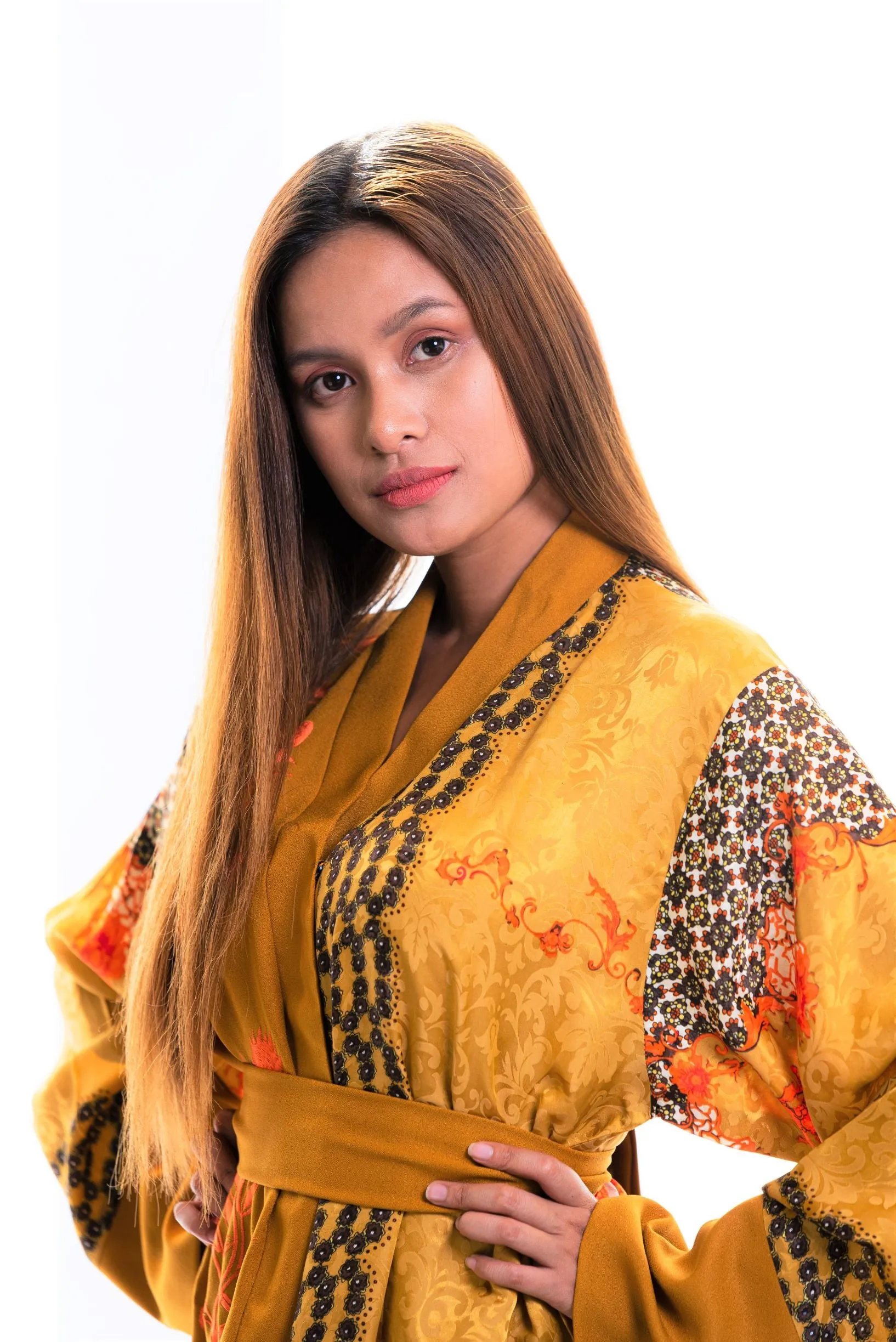 Kaitlyn embroidered silk kimono Robe