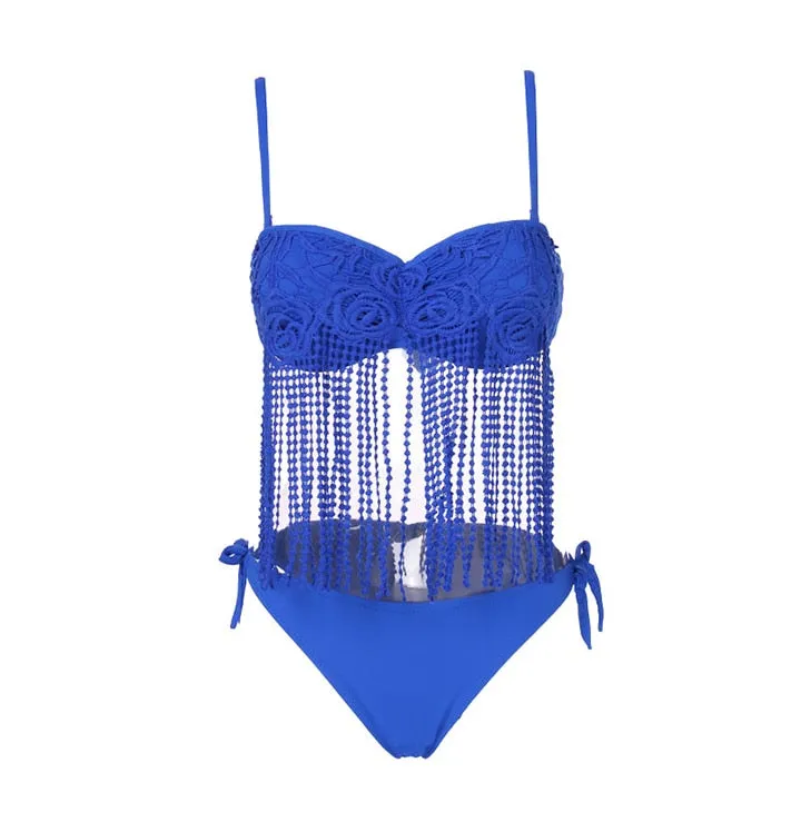 Lace Flower Tassel Bikini