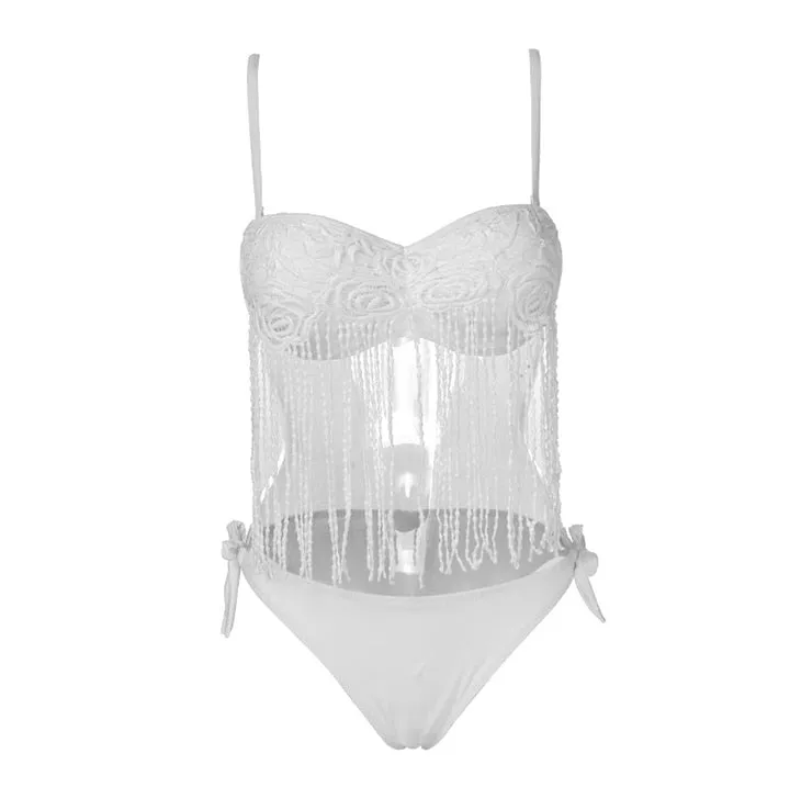 Lace Flower Tassel Bikini