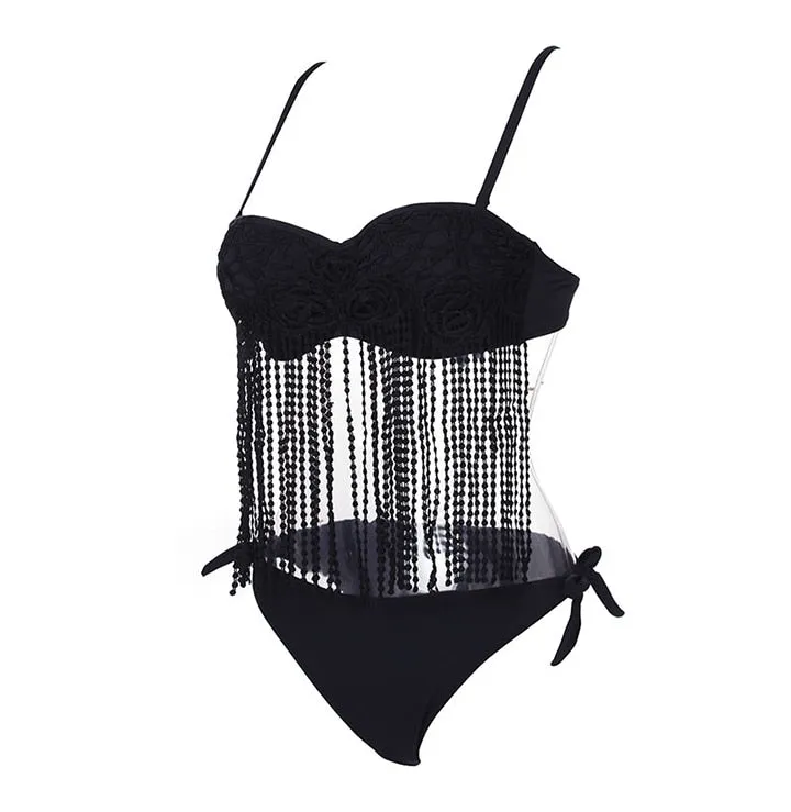 Lace Flower Tassel Bikini