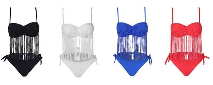Lace Flower Tassel Bikini