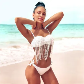 Lace Flower Tassel Bikini