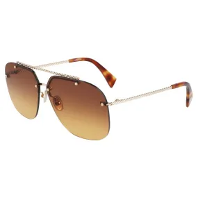 Lanvin Women's Sunglasses - Brown Orange Lens Gold Rimless Pilot Frame | LNV108S 741