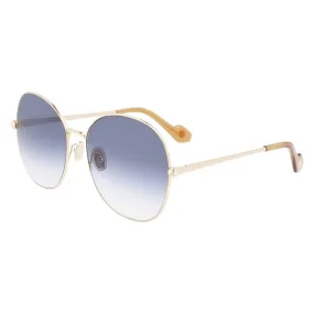 Lanvin Women's Sunglasses - Gold Metal Round Frame Gradient Blue Lens | LNV119S 721