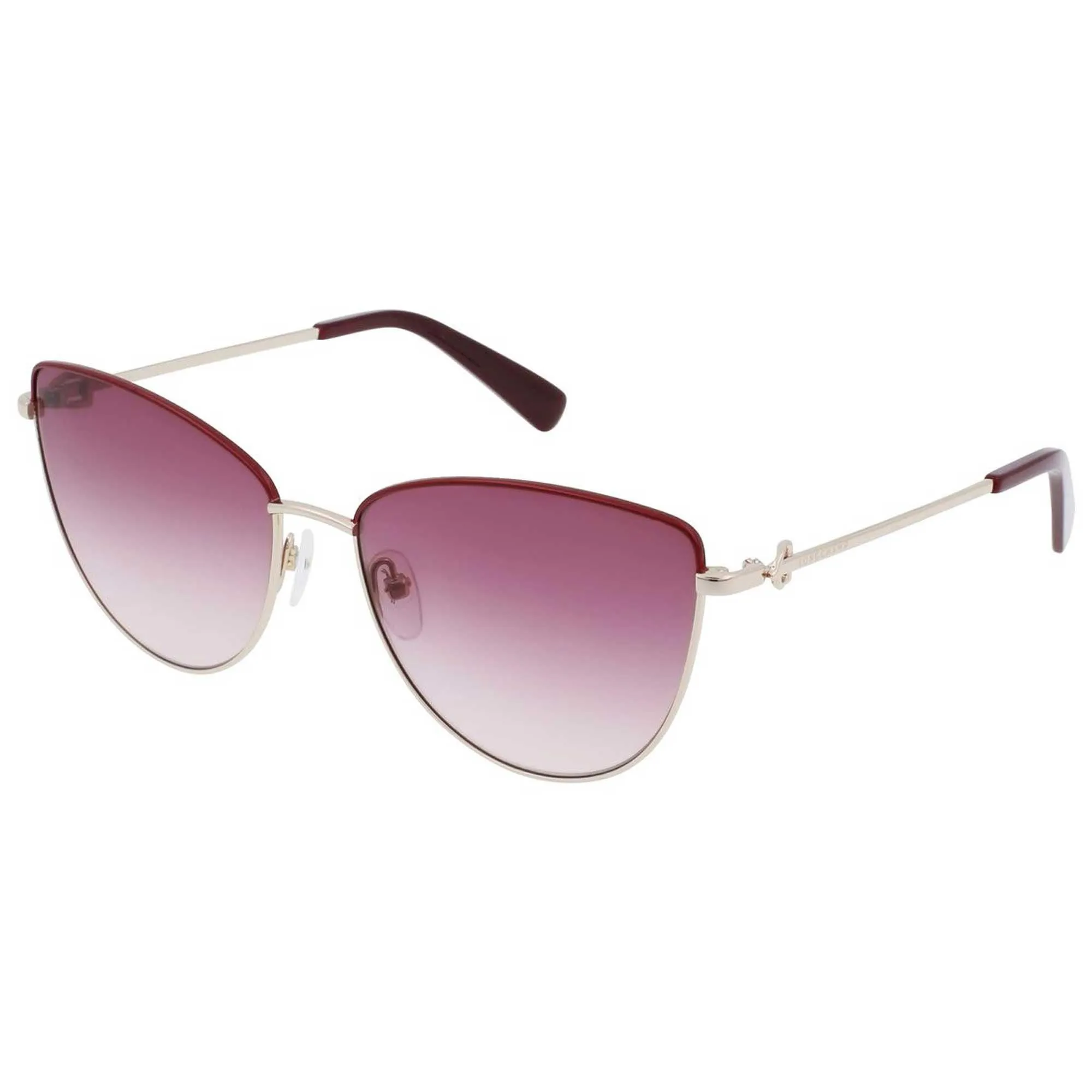 Longchamp Women's Sunglasses - Metal Gold/Wine Cat Eye Full Rim Frame | LO152S 721