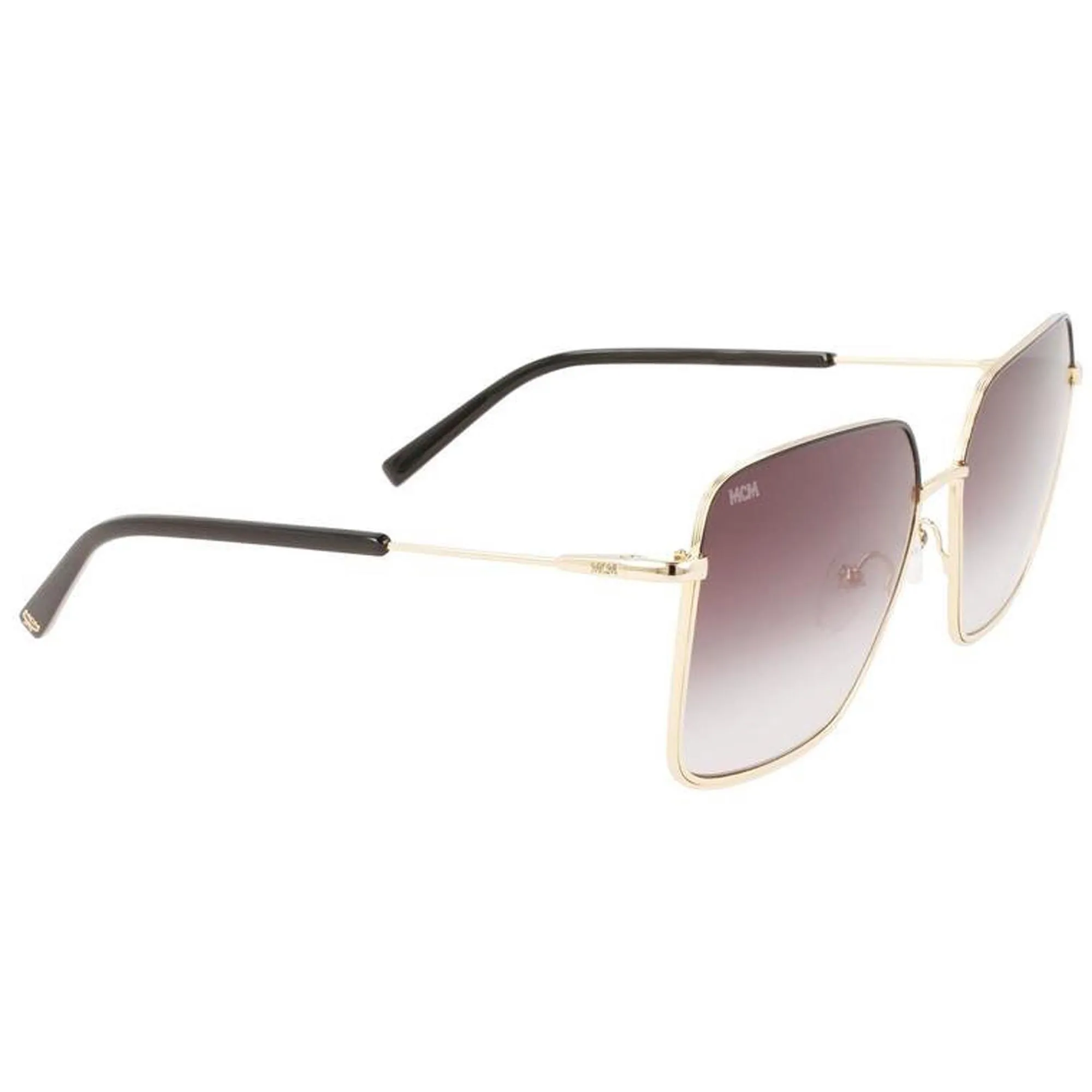 MCM Women's Sunglasses - Black/Gold Square Frame Grey Gradient Lens | MCM162S 015