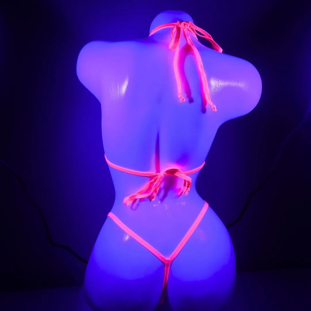 Paint Splatter - Neon Pink - GLOW IN BLACK LIGHT - Micro G-string