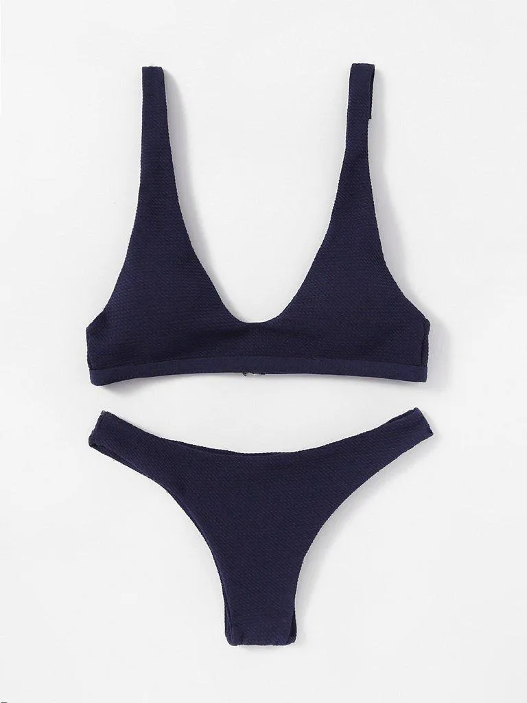 Plunge High Leg Bikini Set
