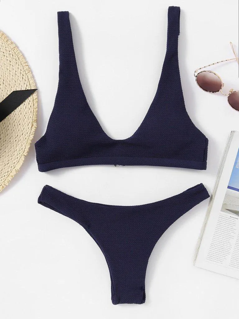 Plunge High Leg Bikini Set