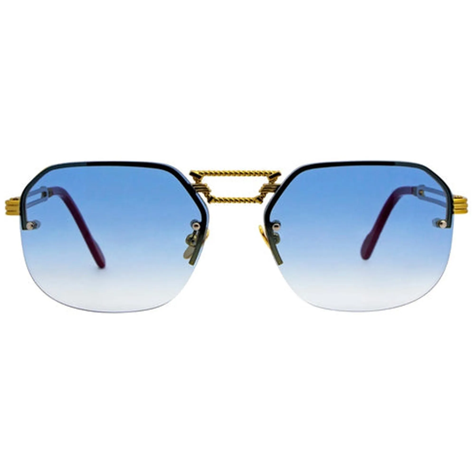 Porta Romana Unisex Sunglasses - Blue Lens Rimless Square Frame | Mod. 1012 100P