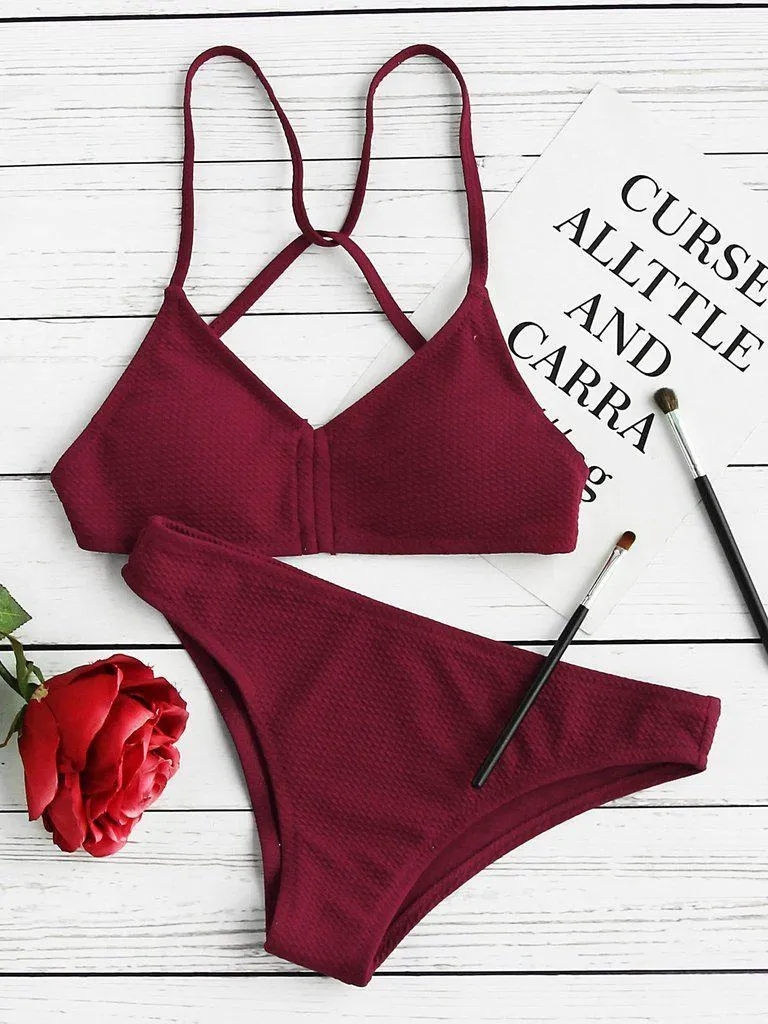 Push Up Strappy Back Bikini Set
