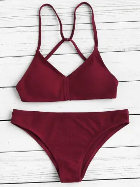 Push Up Strappy Back Bikini Set