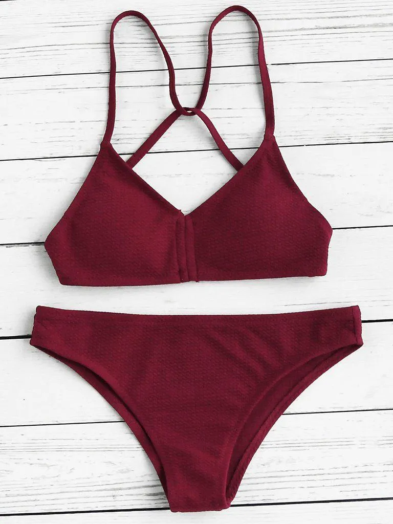 Push Up Strappy Back Bikini Set
