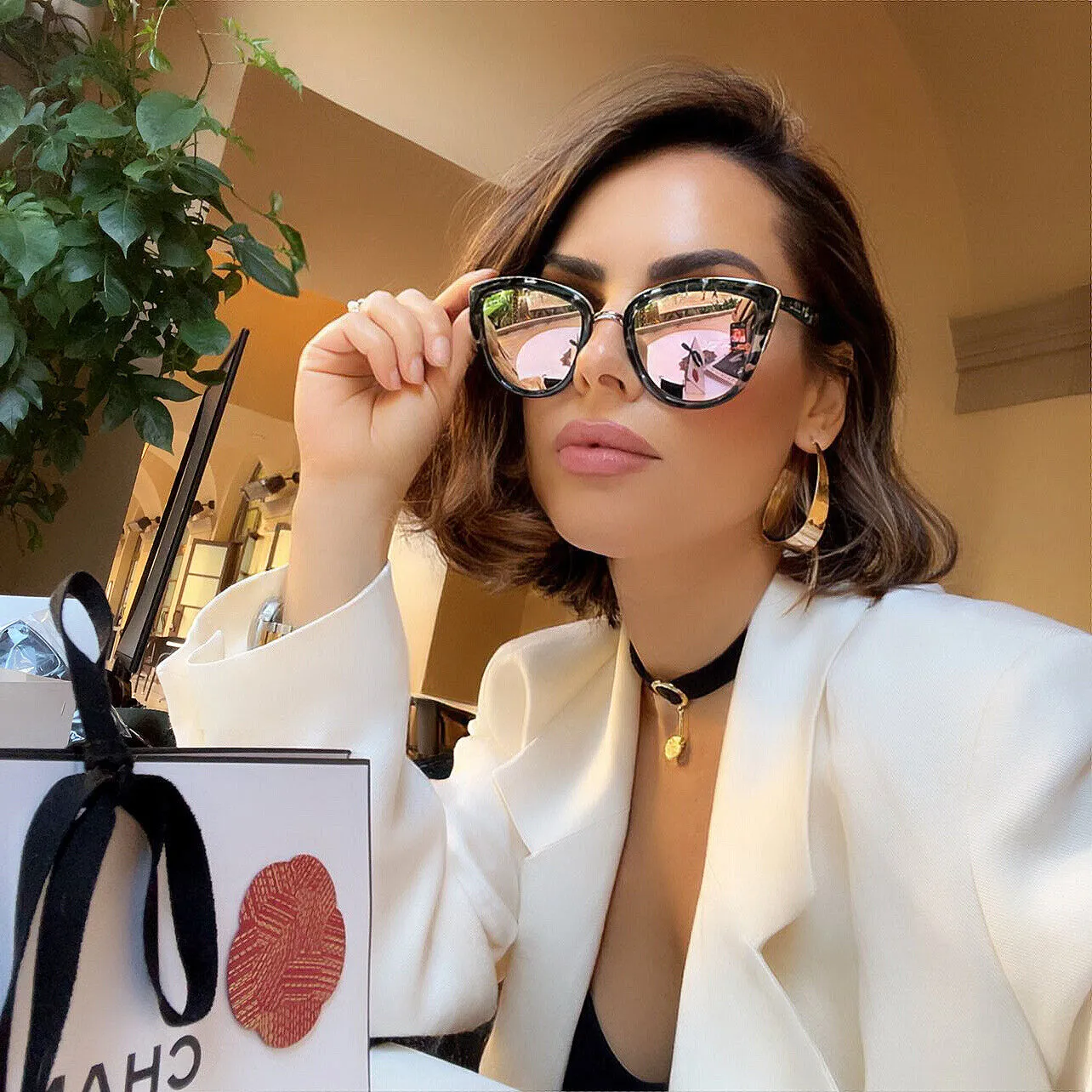 Reflective Cat Eye Sunglasses