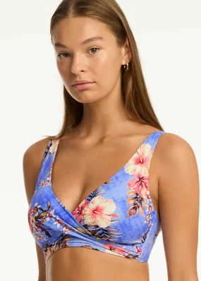 Sea Level Blue Hawaii Cross Front Bikini Top