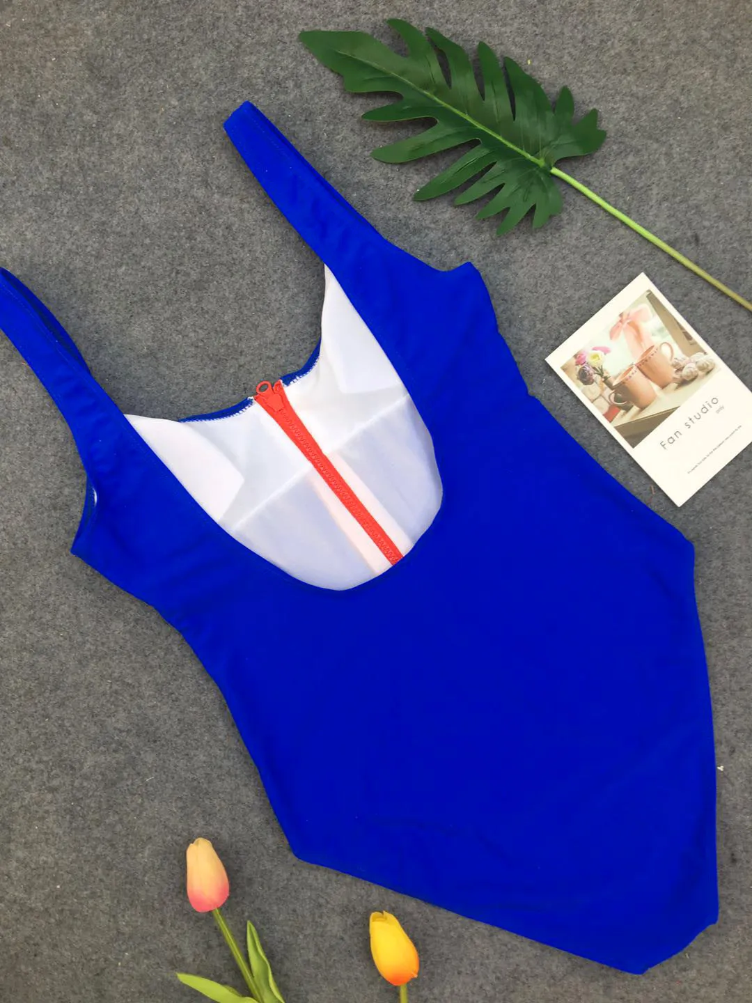Sexy High Cut Slimming Zipper Plain Swimsuits