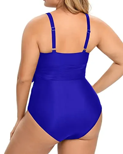 Sexy Wrap Tie Cutout Open Back Bathing Suits For Women-Royal Blue