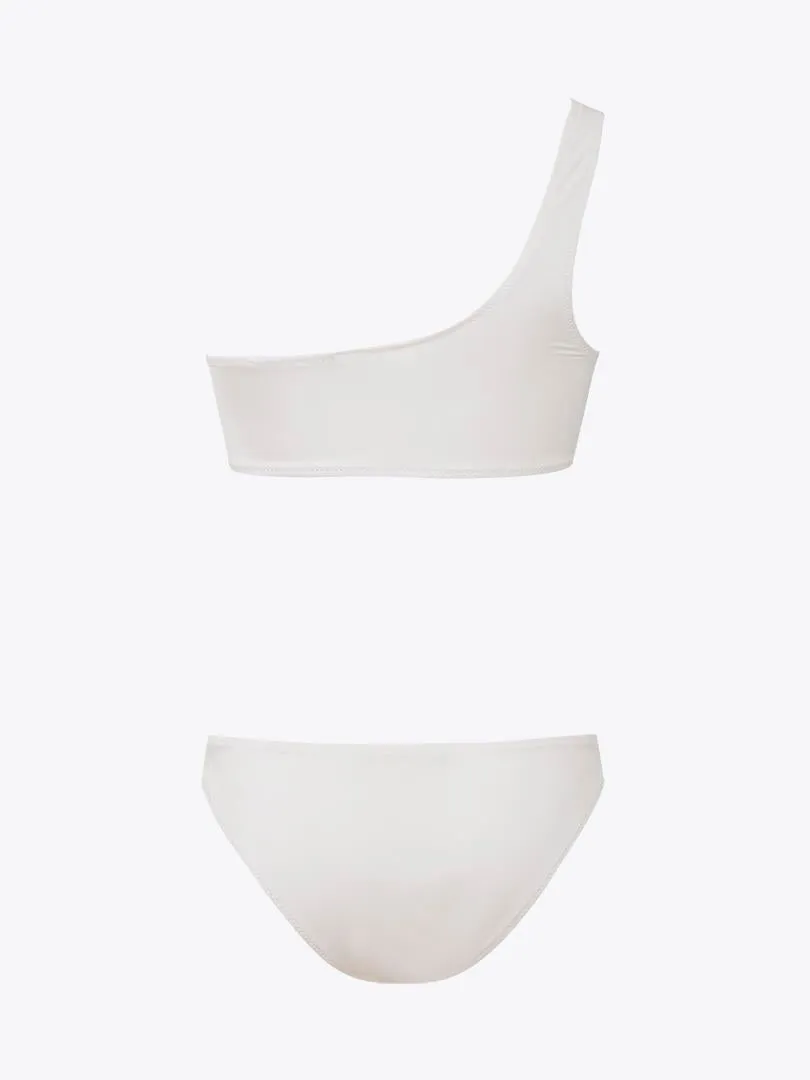 Single Shoulder Bikini Set - Ecru