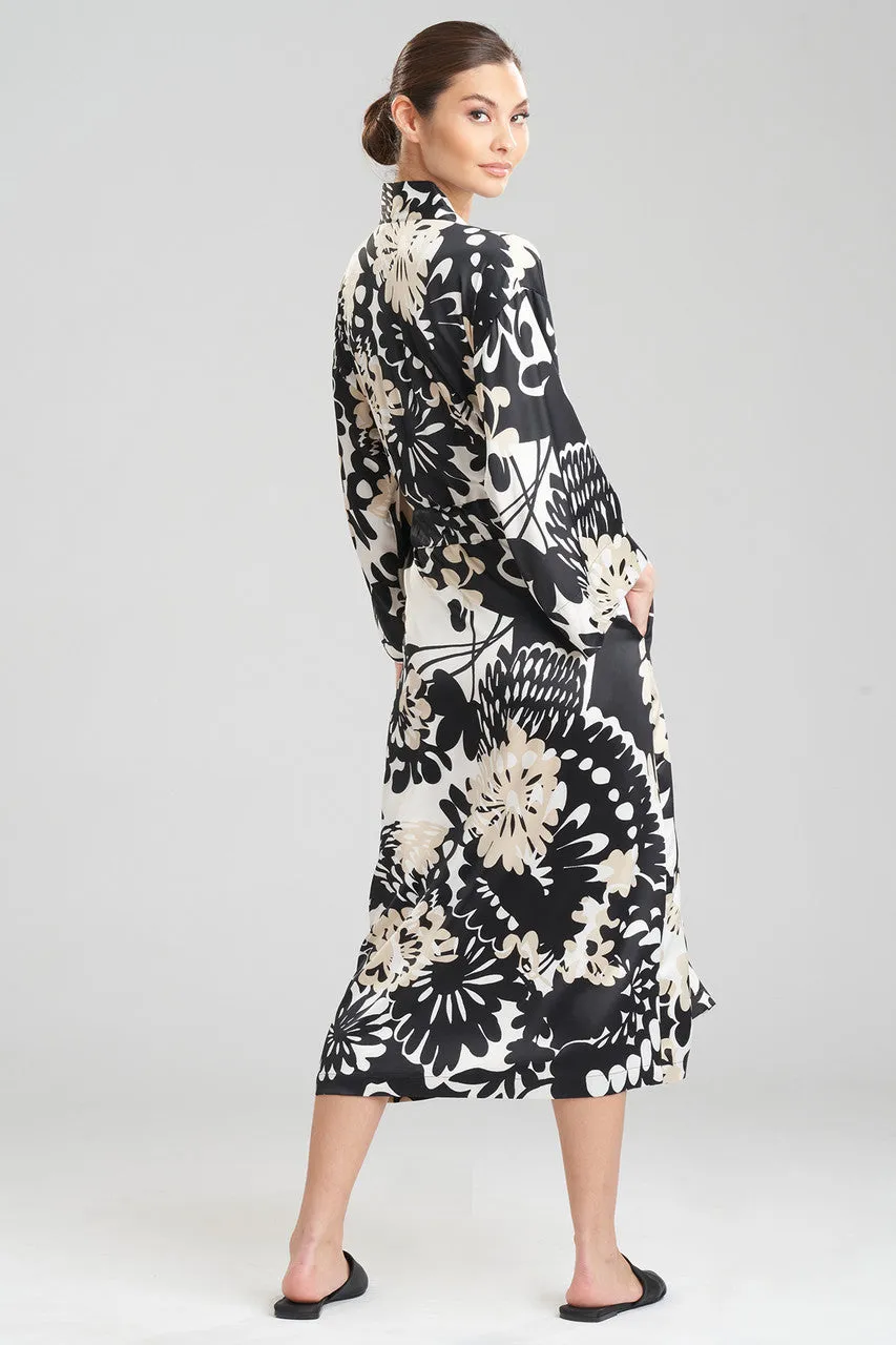 Soleil-Printed Matte Satin Robe