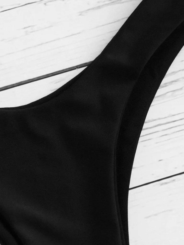 Spaghetti Strap High Leg Bikini Set