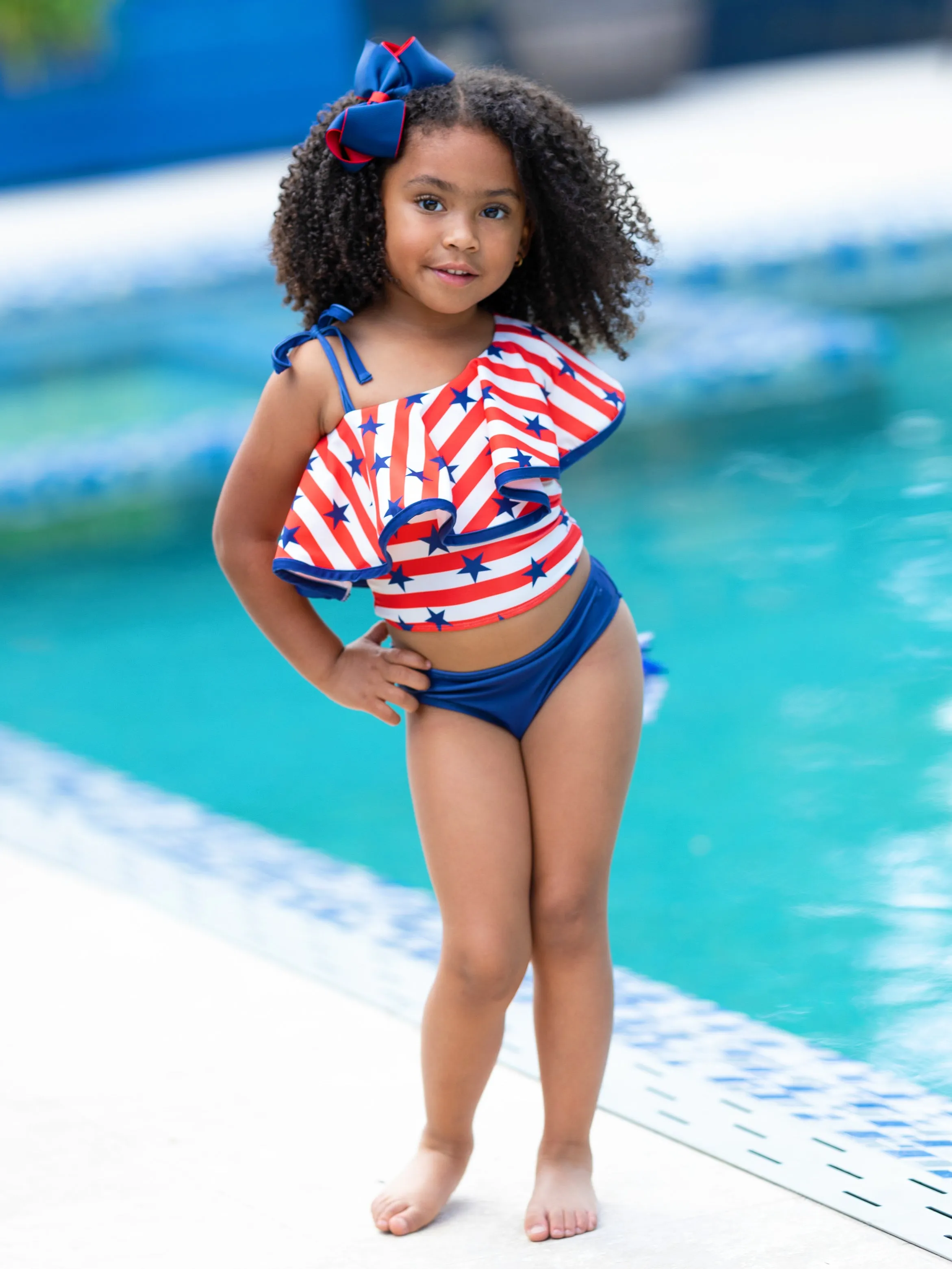 Stars and Stripes Forever One Shoulder Two Piece Swimsuit