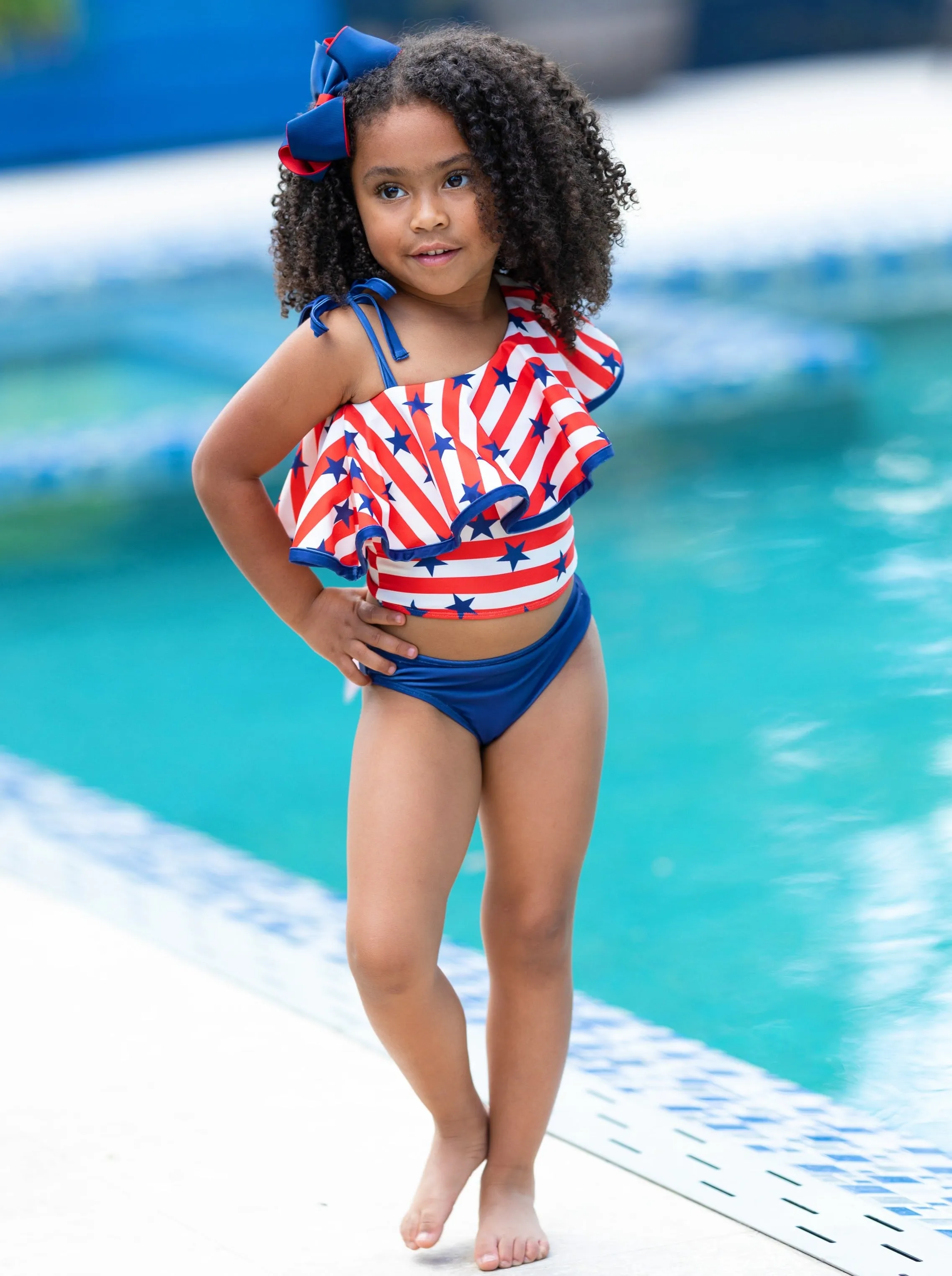 Stars and Stripes Forever One Shoulder Two Piece Swimsuit