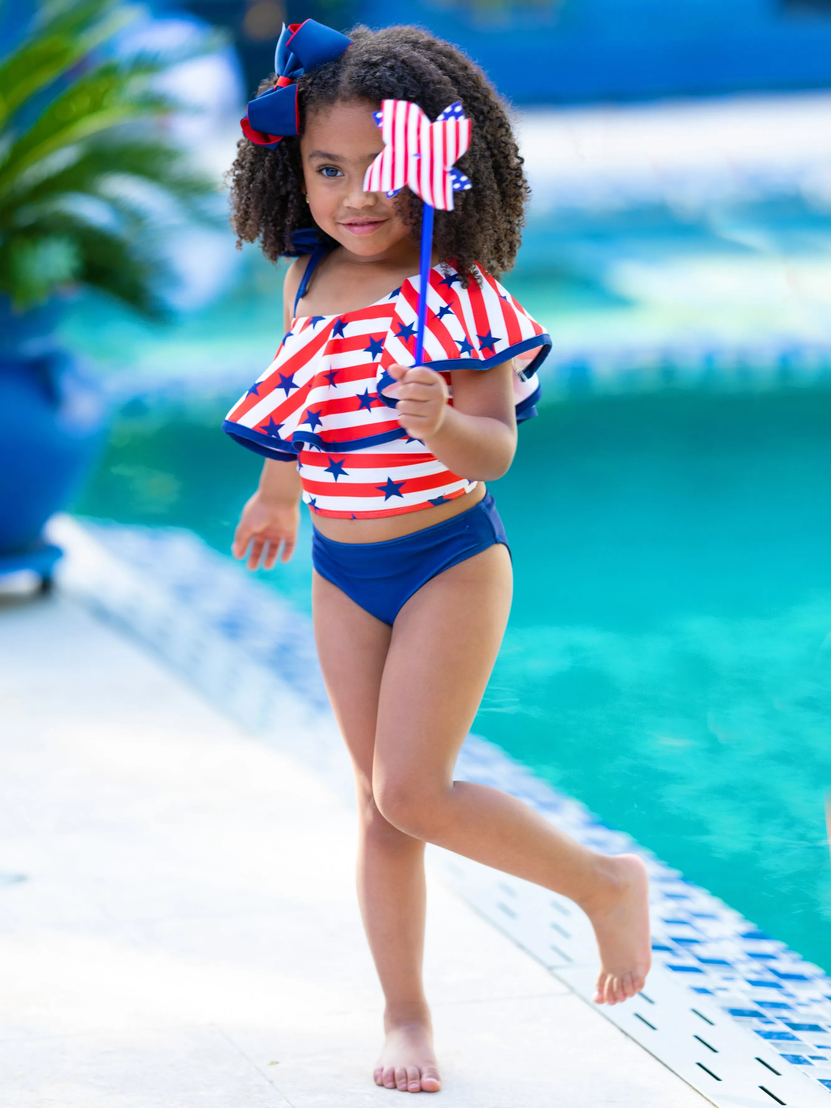 Stars and Stripes Forever One Shoulder Two Piece Swimsuit