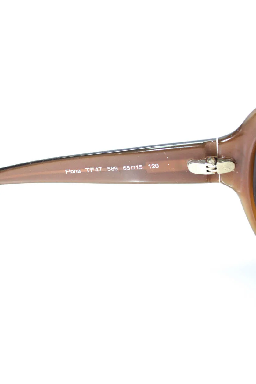 Tom Ford Brown Oval Solid Anti Reflective Fiona Sunglasses