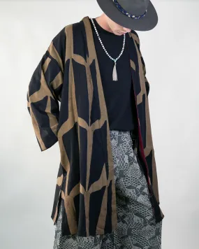 Wa-Modern Haori Robe, Gold with Black Kugi