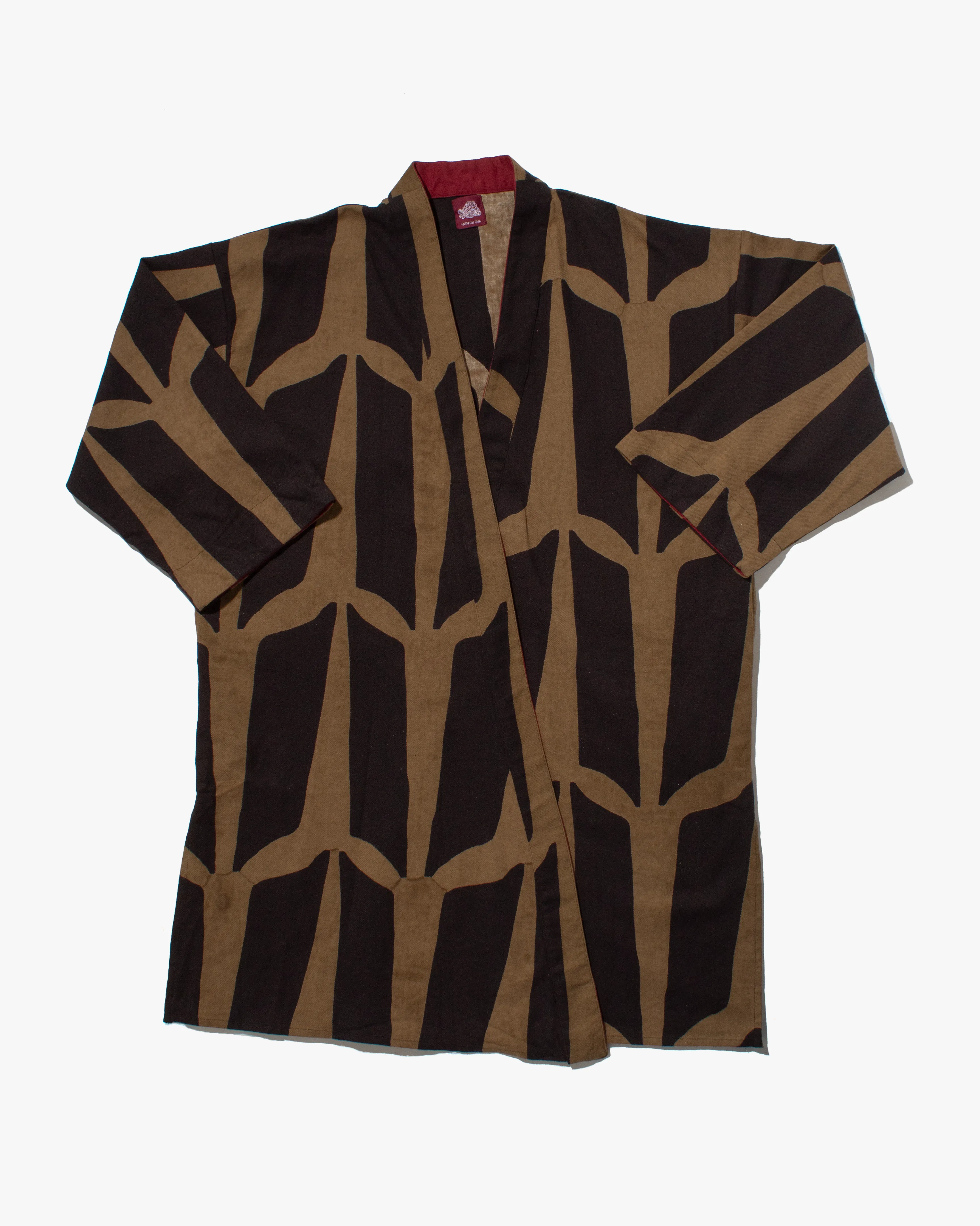 Wa-Modern Haori Robe, Gold with Black Kugi