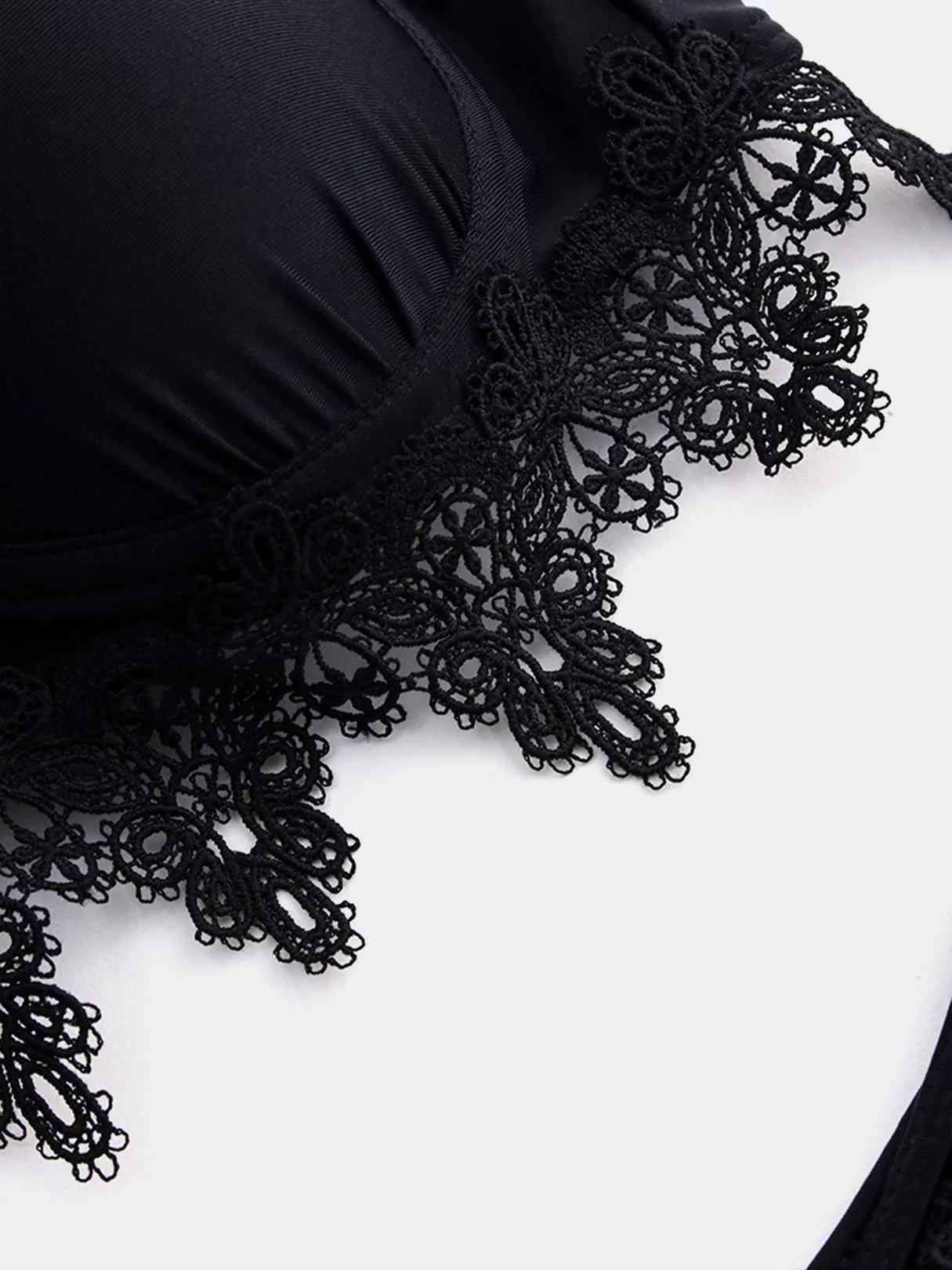 Wholesale Black Sleeveless Plain Self-Tie Bikini Suit