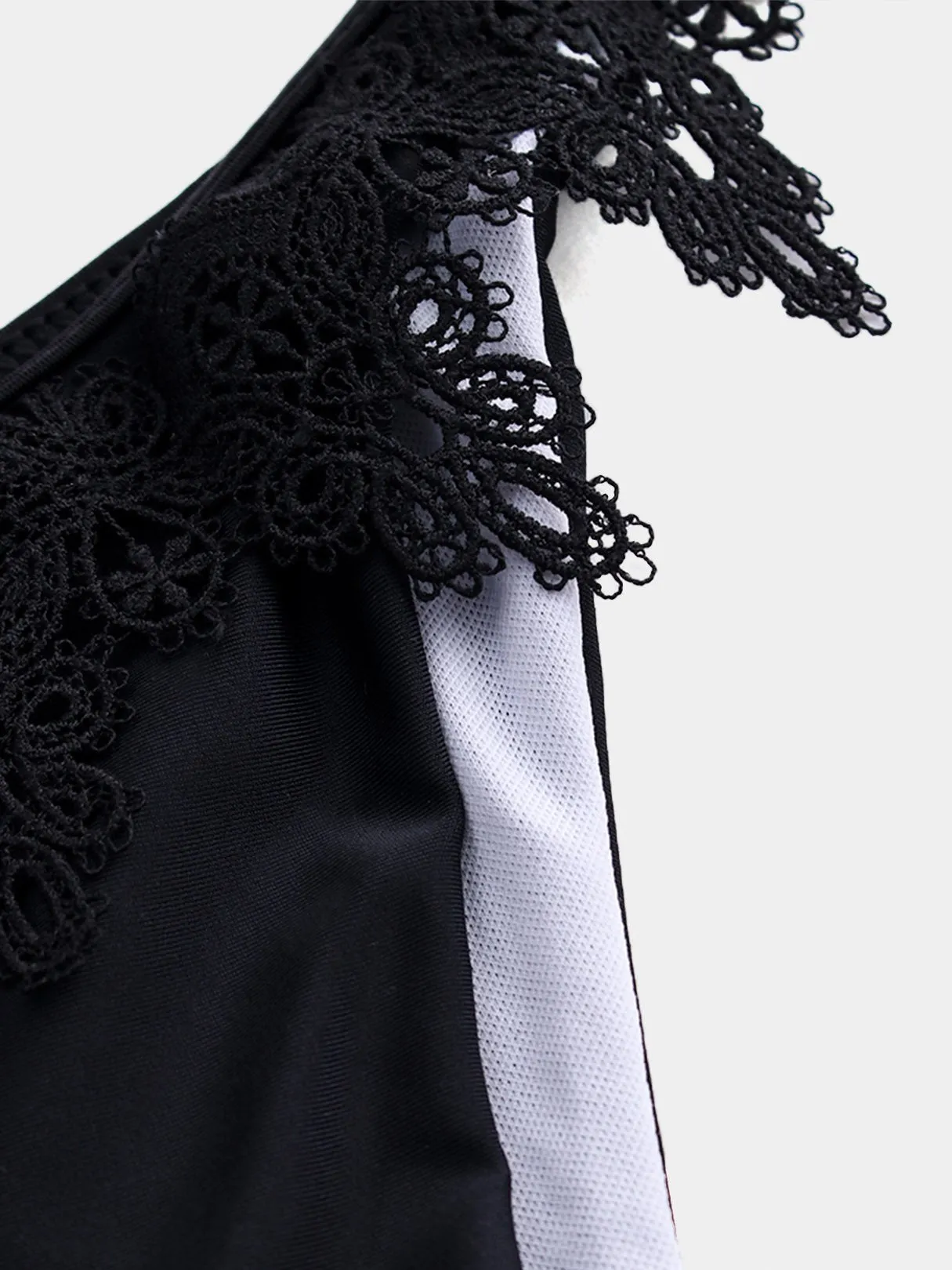 Wholesale Black Sleeveless Plain Self-Tie Bikini Suit