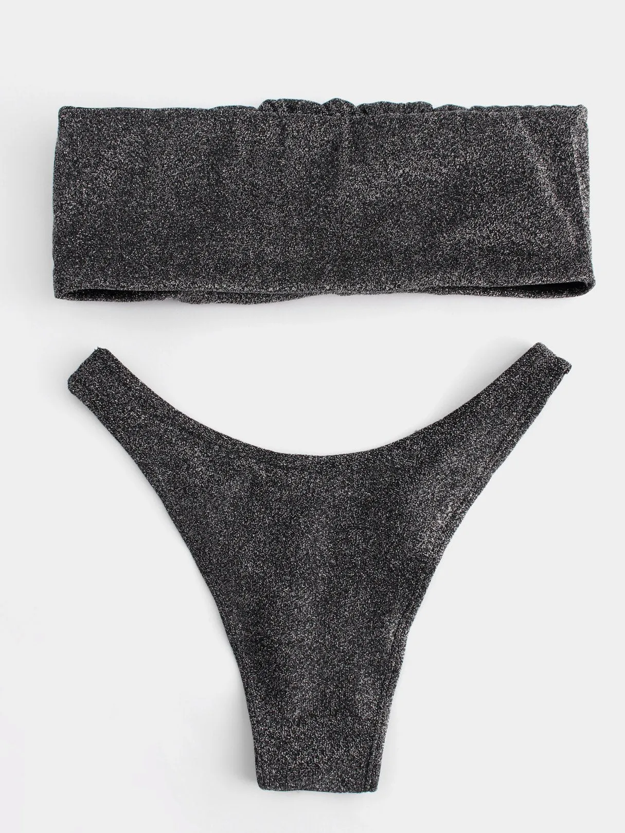 Wholesale Grey Bateau Sleeveless Backless High-Waisted Bikini Suits