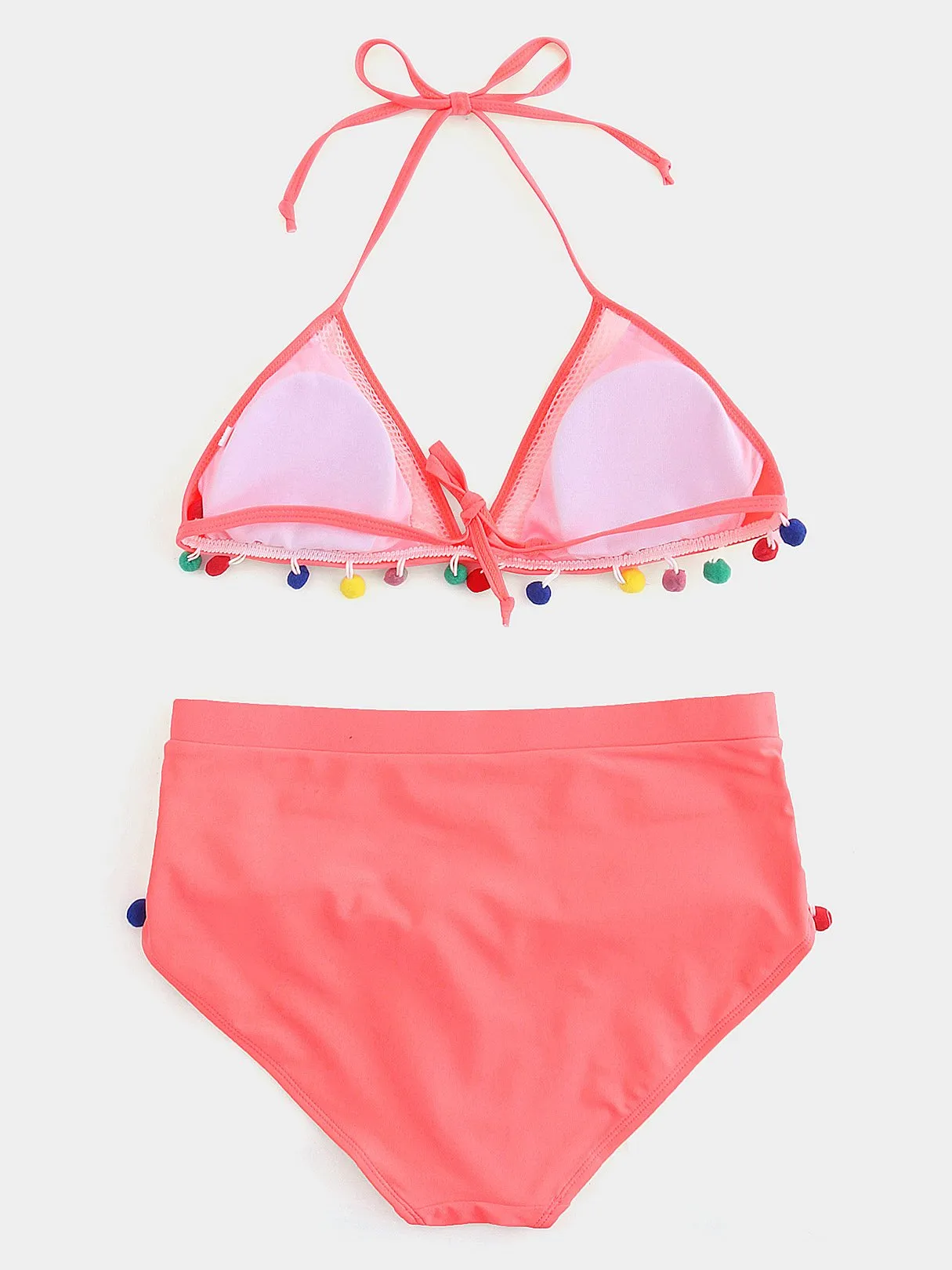 Wholesale Halter Tassel Backless Self-Tie Sleeveless Bikini Set