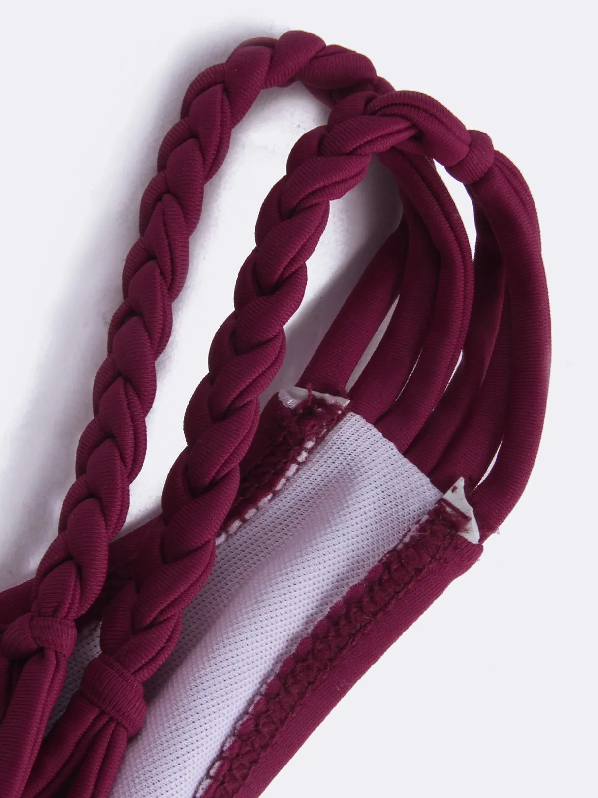 Wholesale Lace-Up Sleeveless Burgundy Bikinis