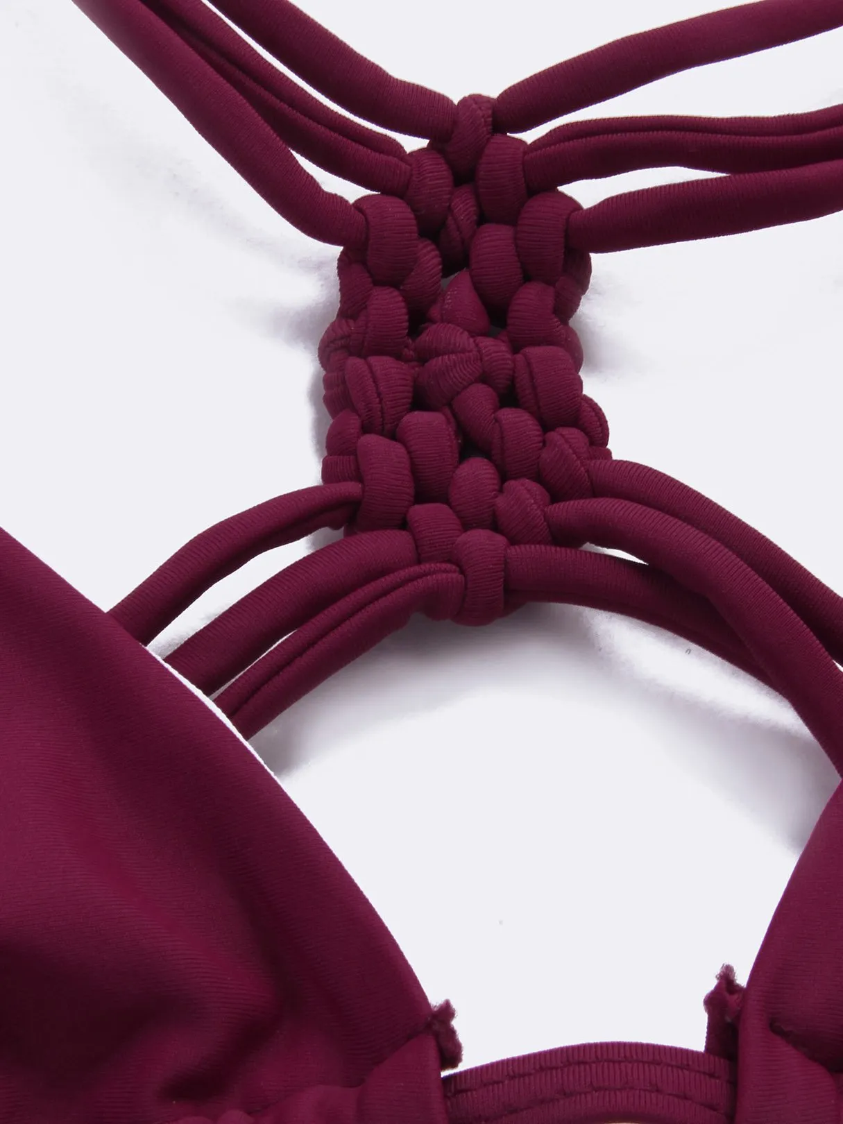 Wholesale Lace-Up Sleeveless Burgundy Bikinis
