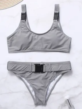 Wholesale Scoop Neck Sleeveless Plain Bikinis