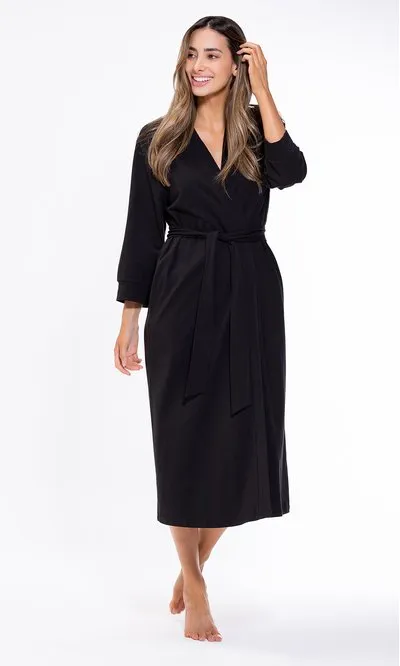 Women Cotton Soft Knit Lightweight Robe Long V-Neck Kimono Robes