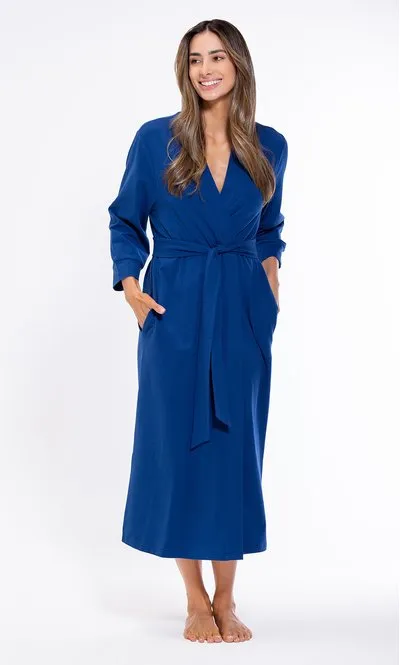 Women Cotton Soft Knit Lightweight Robe Long V-Neck Kimono Robes