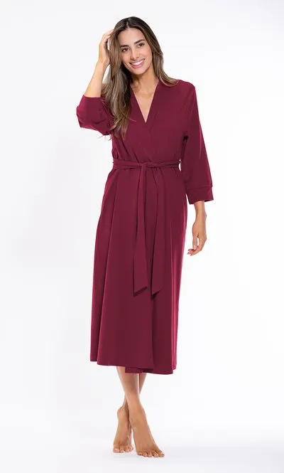 Women Cotton Soft Knit Lightweight Robe Long V-Neck Kimono Robes