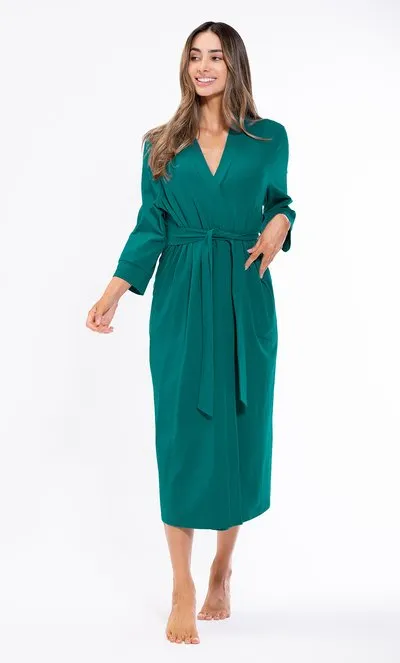Women Cotton Soft Knit Lightweight Robe Long V-Neck Kimono Robes