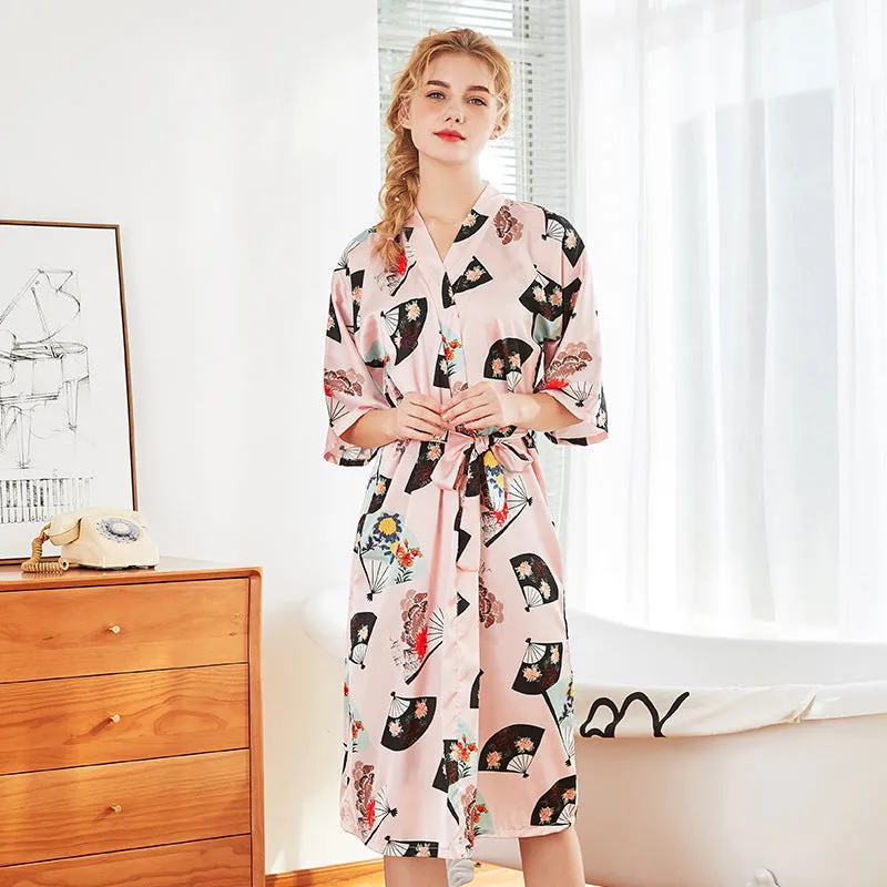 Women Nightgown Kimono Robes | Fan pattern