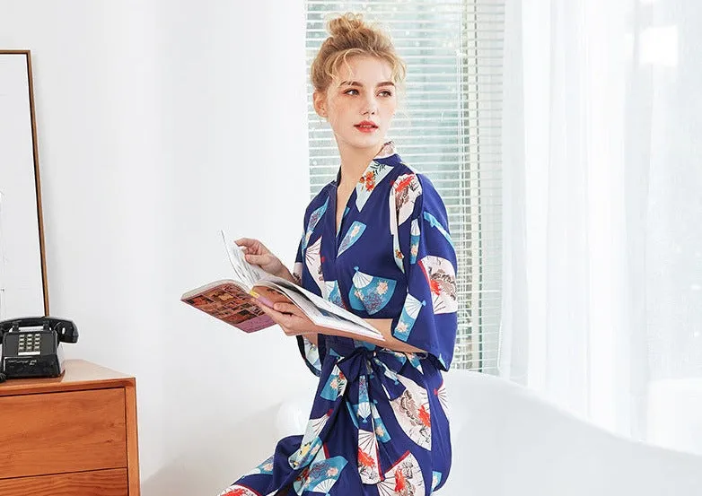 Women Nightgown Kimono Robes | Fan pattern